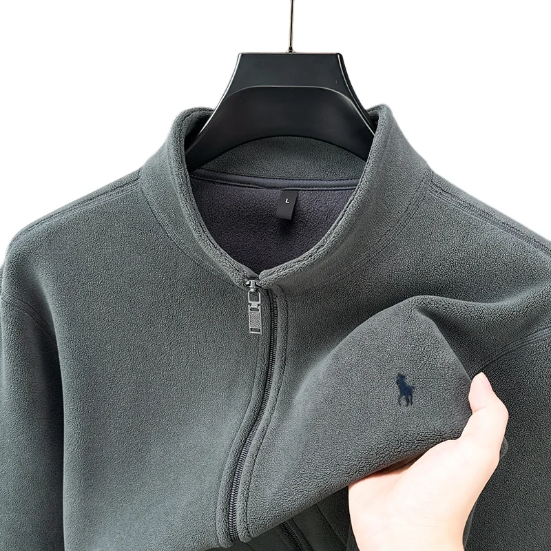 

New autumn winter jacket men's brand hot selling doublesidedpolar fleece thick cardigan sports shirt warm stand up collar top