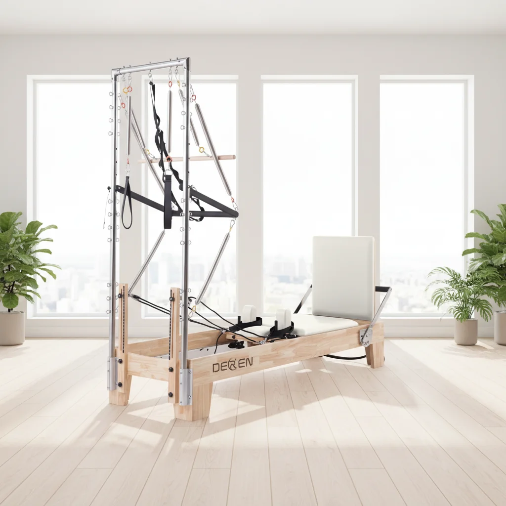 

Two-in-One Adjustable Oak Wood Semi-Elevated Pilates Machine Fitness Equipment for Body for Pilates Studios Box