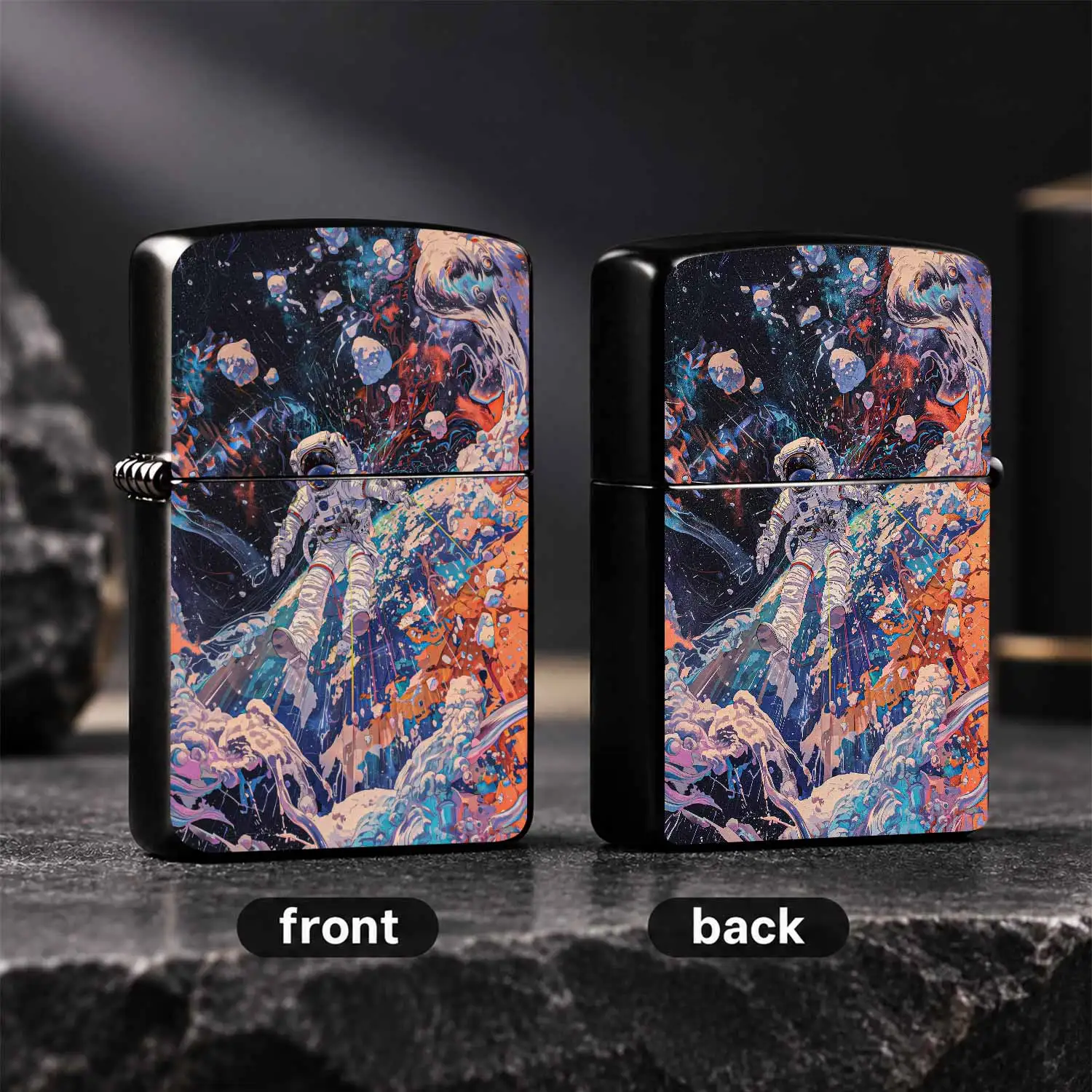 Creative Psychedelic Space Themed Portable Lighter, Unique Art Astronaut Interstellar Exploration Decor Accessory, Exquisite Trendy Daily Carry Item For Outdoor, Commute, Gifting To Friends And Hobbyists, Nice Stylish Practical Souvenir Pre