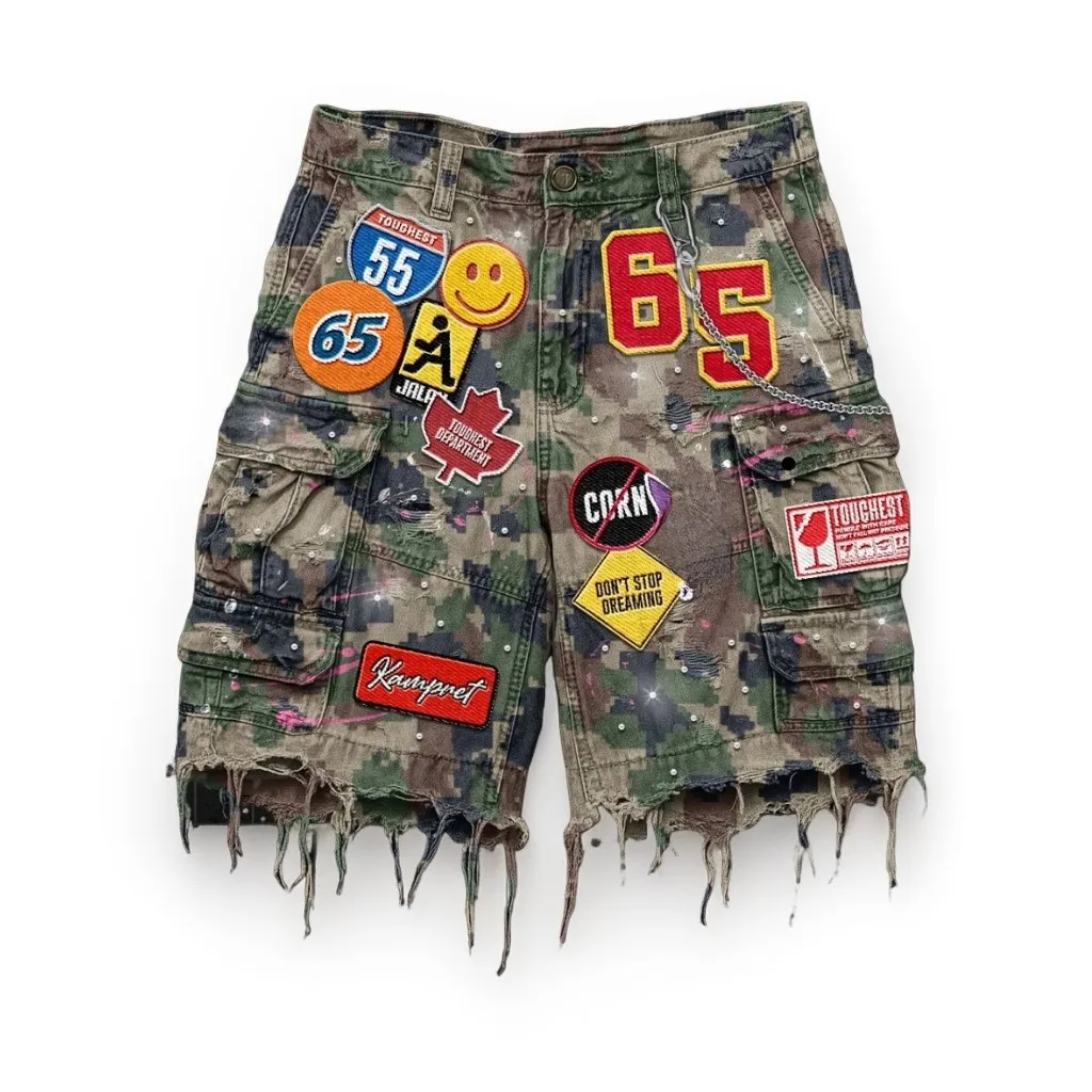 Vintage Diamonds Graphic Baggy Denim Shorts New Goth Y2K Fashion Harajuku Casual High Waist Wide Leg Shorts Streetwear