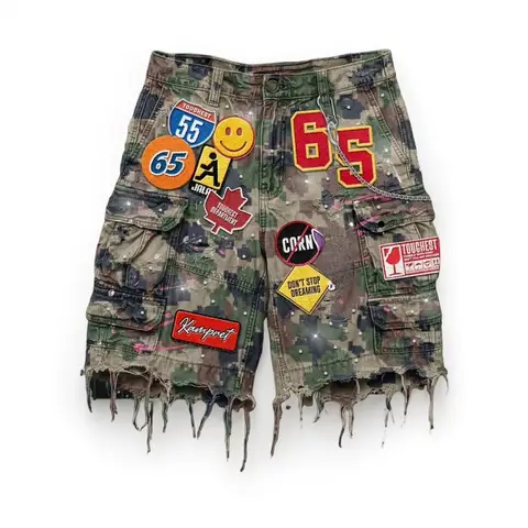 Vintage Diamonds Graphic Baggy Denim Shorts New Goth Y2K Fashion Harajuku Casual High Waist Wide Leg Shorts Streetwear