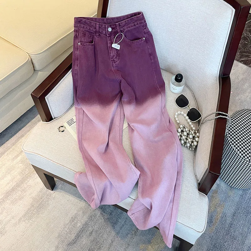 

2023 American Vintage Grunge High Waist Straight Jeans Pants Women's Casual Baggy Y2K Wide Leg Streetwear Style Denim Trouser