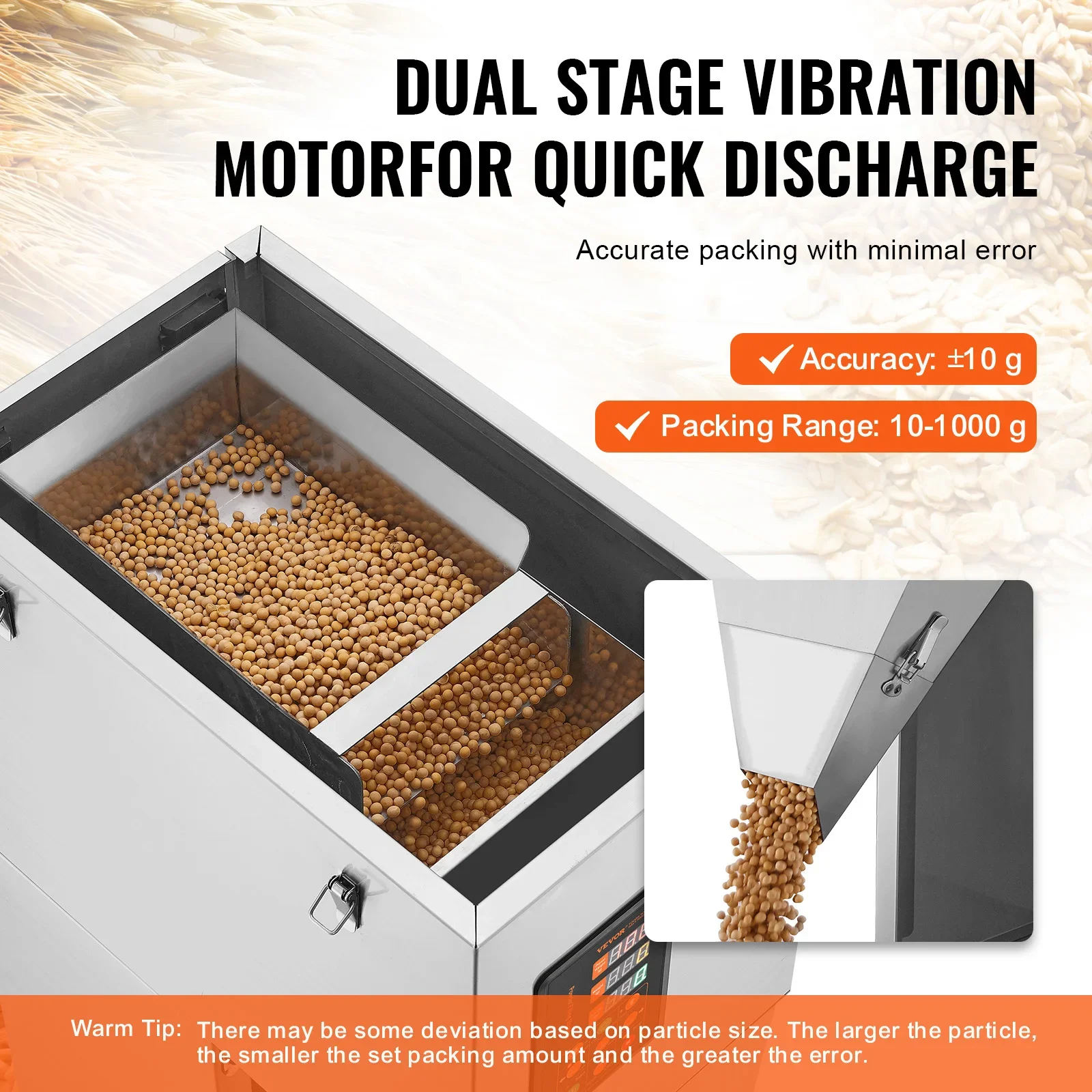 Riempitrice automatica per pesatura di polvere da 10-999 g con pedale per imballaggio granulare di tè con semi di fagioli