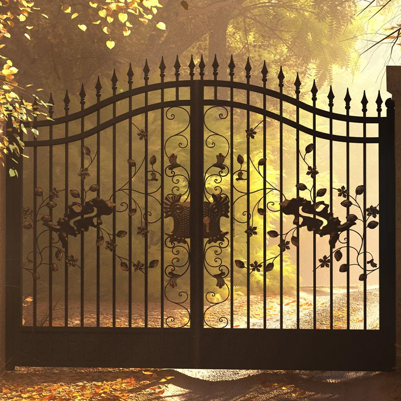 European-style wrought iron gate courtyard door villa door double split gate fence door anti-theft door