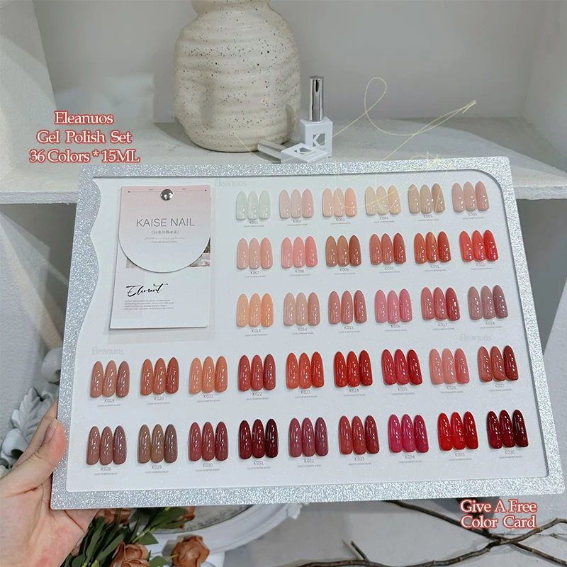Eleanuos glace thé gel polissage 36 pièces mixte Clearcoat couleur Transparent rose Semi Permanent apprêt UV LED Salon de manucure gelée nue