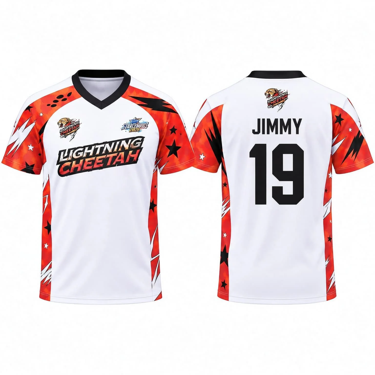 Gmmtv Starlympics 2026 Lightning Cheetah Trikot Thailand Fans Sport Unisex V-Ausschnitt T-Shirt Damen T-Shirt Herren T-Shirt Rotes Team-Trikot – Detail 13