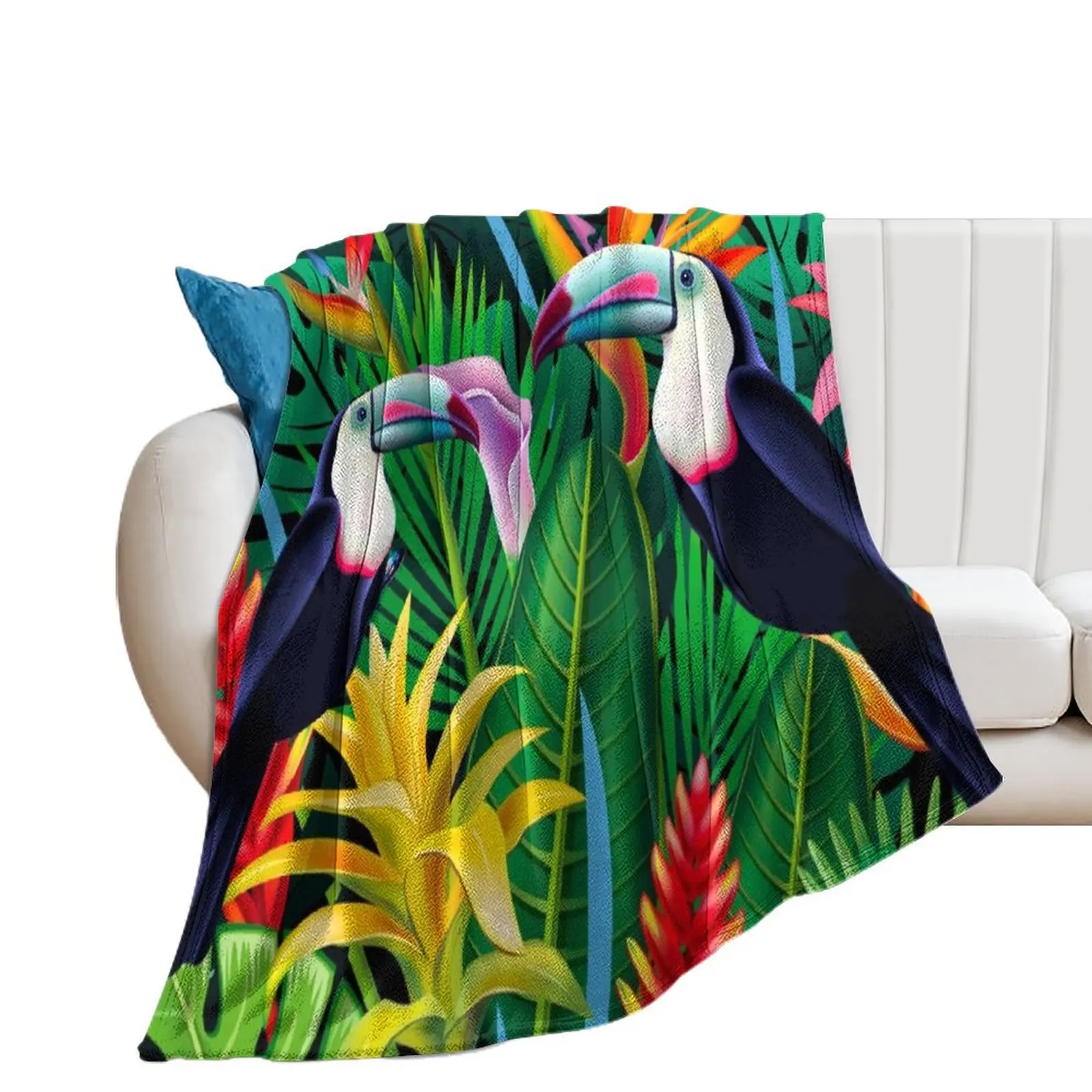 Tropical Toucans Pattern Throw Blanket Thin Decorative Sofas Blankets