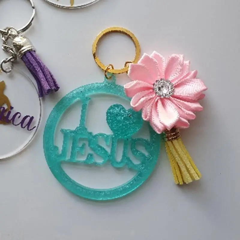 

AP29 DIY Christian Keychain Silicone Epoxy Mold DIY Keychain Pendant Jewelry Crafting Mould for Valentine Love Gift