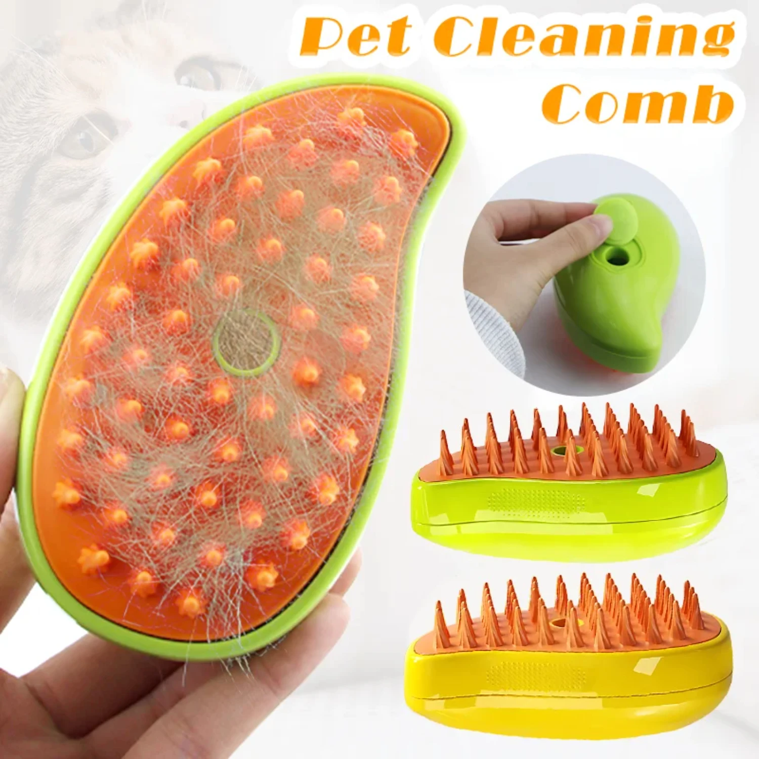 3-in-1 Cat Grooming Combo: Steam Brush, Massage Comb, and Hair Removal Tool for Dogs & Cats - Removes Tangles and Mats - Essenti