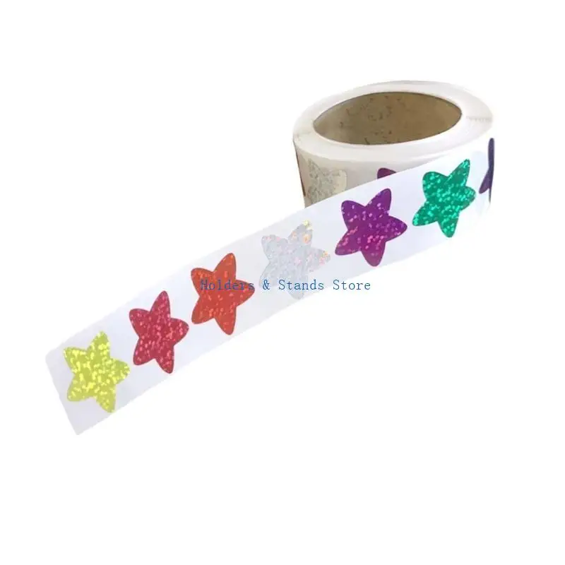 Y4UE 500Pieces Sparkling Star Sticker Colorful Heart Sticker for Scrapbooking Journal Notebook Water Bottle Laptop Packaging