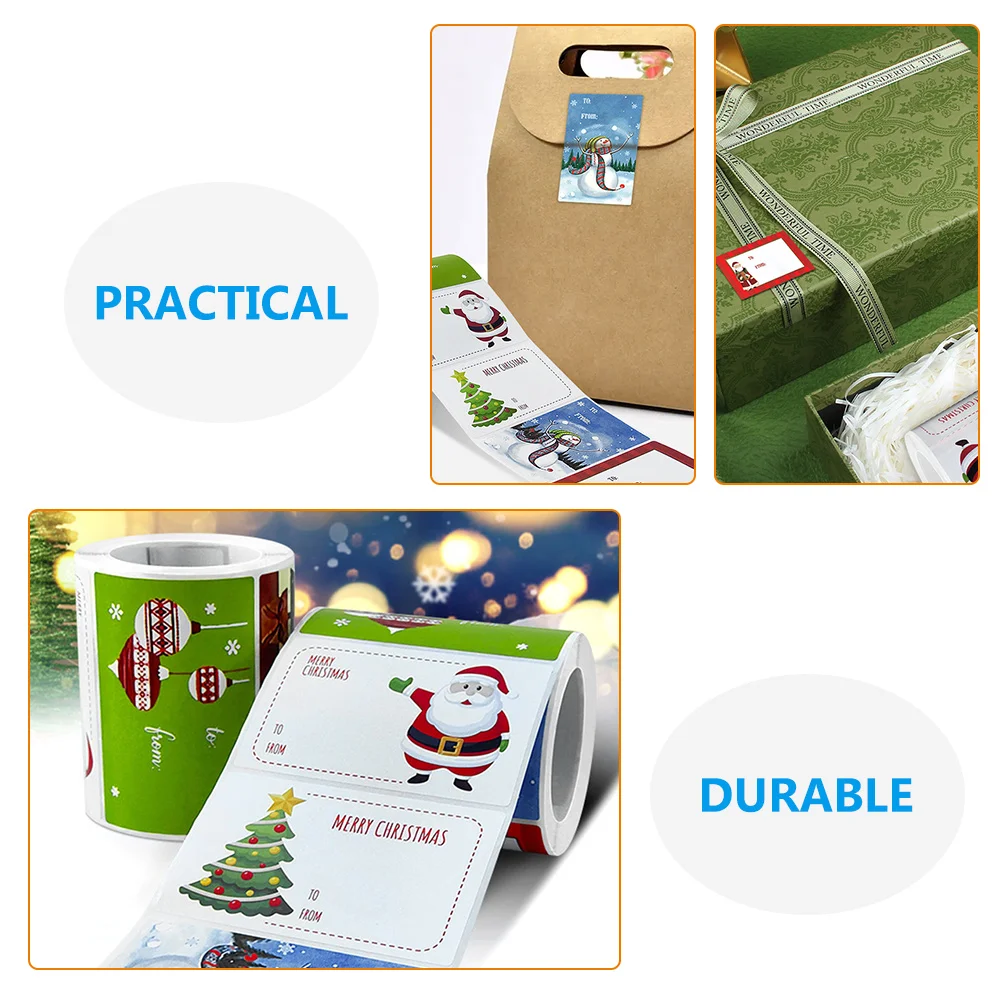 

Present Sticker Roll Label Stickers Christmas Gift Stickers-tag Decorate Adhesive Copper Plate