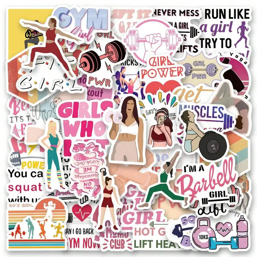 

62PCS Girl Workout Stickers Vinyl Stickers Scrapbook,Journaling,Laptop,Bumper,Skateboard,Water