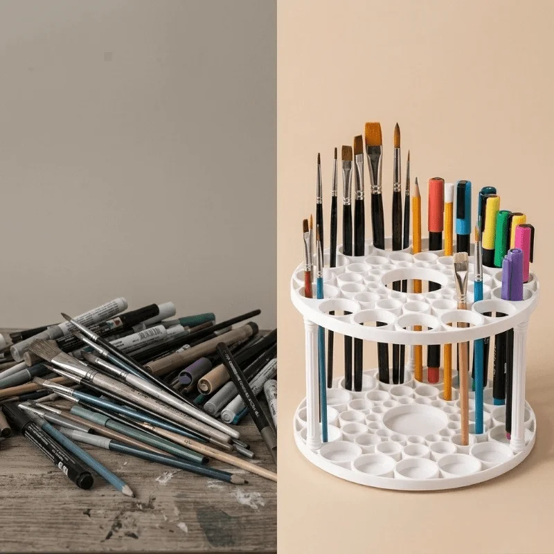 Advanced sensory painting pen holder, makeup brush holder, desktop pen holder holder, multi size hole makeup brush holder