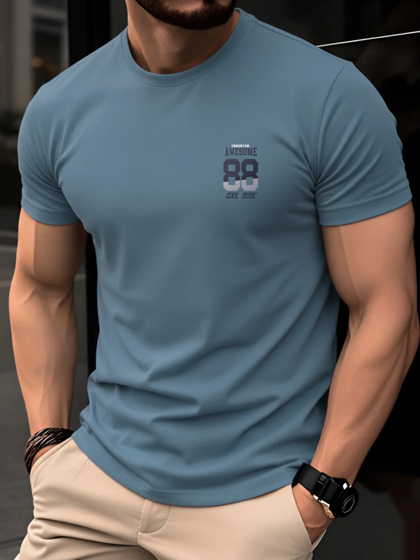 100% Pure Cotton Men's Loose T-Shirt Breathable Short-Sleeved Round Neck Minimalist Solid Color Multi-Color Optional