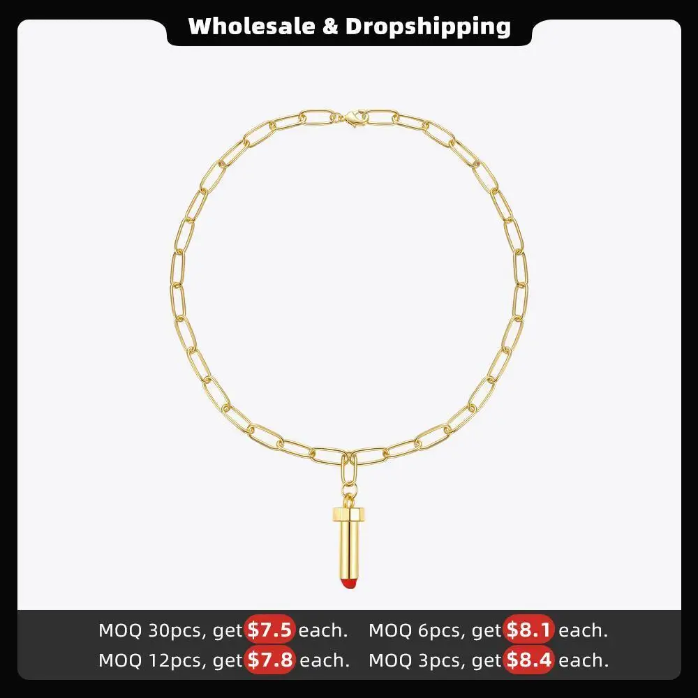 ENFASHION Cute Lipstick Choker Pendant Necklaces For Women Gold Color Necklace 2021 Fashion Jewelry Collar Friends Gift P213199