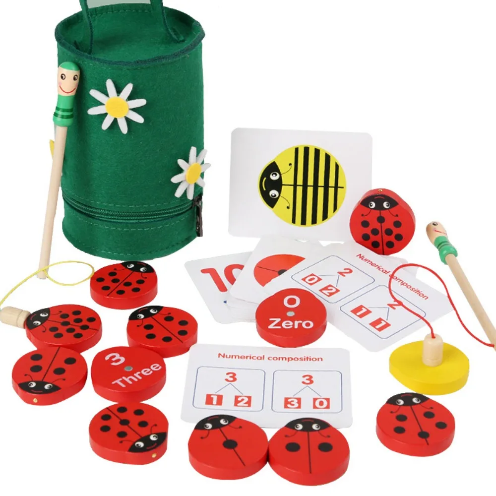 Montessori Toddler Ladybug Wooden Counting and Number Matching Sorting Toy - Develop Fine Motor Skills, Educational Toy Gift