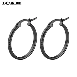 ICAM Golden Silver Black Color Hoop Earrings Simple Round Hollow Fashion Personalized Ear Jewelry Gift For Wedding Party Kupe