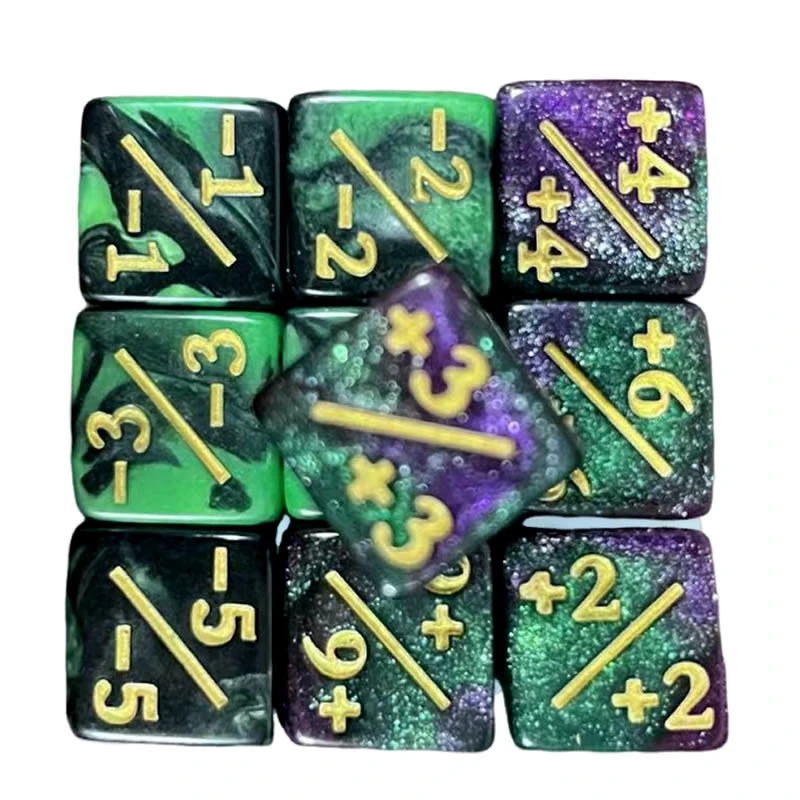 16mm 6 Side Dobbelstenen Tellers + 1 Kinderen Speelgoed Tellen Voor MTG De Verzamelkaart Gaming Token Loyaliteit gift 10 stks/zak