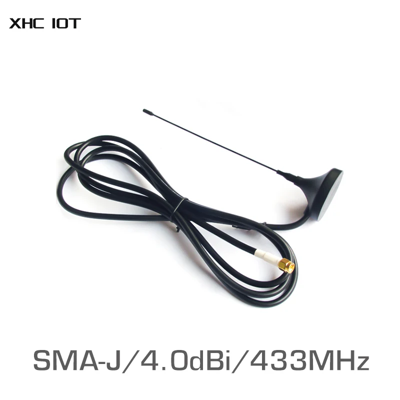 2PCS 433MHz Sucker Antenna WIFI Uhf XHCIOT TX433-XP-200 SMA Male High Gain 4dBi 2m Extension Cable RF Magnetic Base