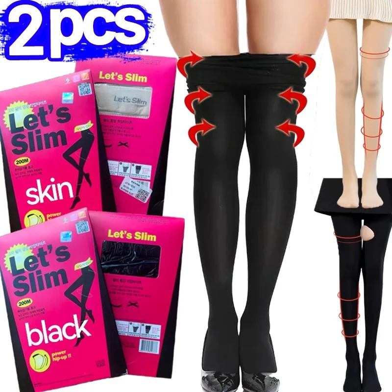 1/2Pcs Slim Tights Compression Stockings Women Sculpting Varicose Veins Fat Calorie Burn Leggings Shaping Slimming Pantyhose