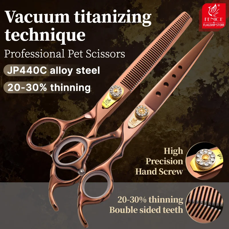 

Fenice 7,0-дюймовые JP440C профессиональные ножницы для размножения двойных зубов для ухода за домашними собаками, истончение, 20-30% инструменты для обрезки