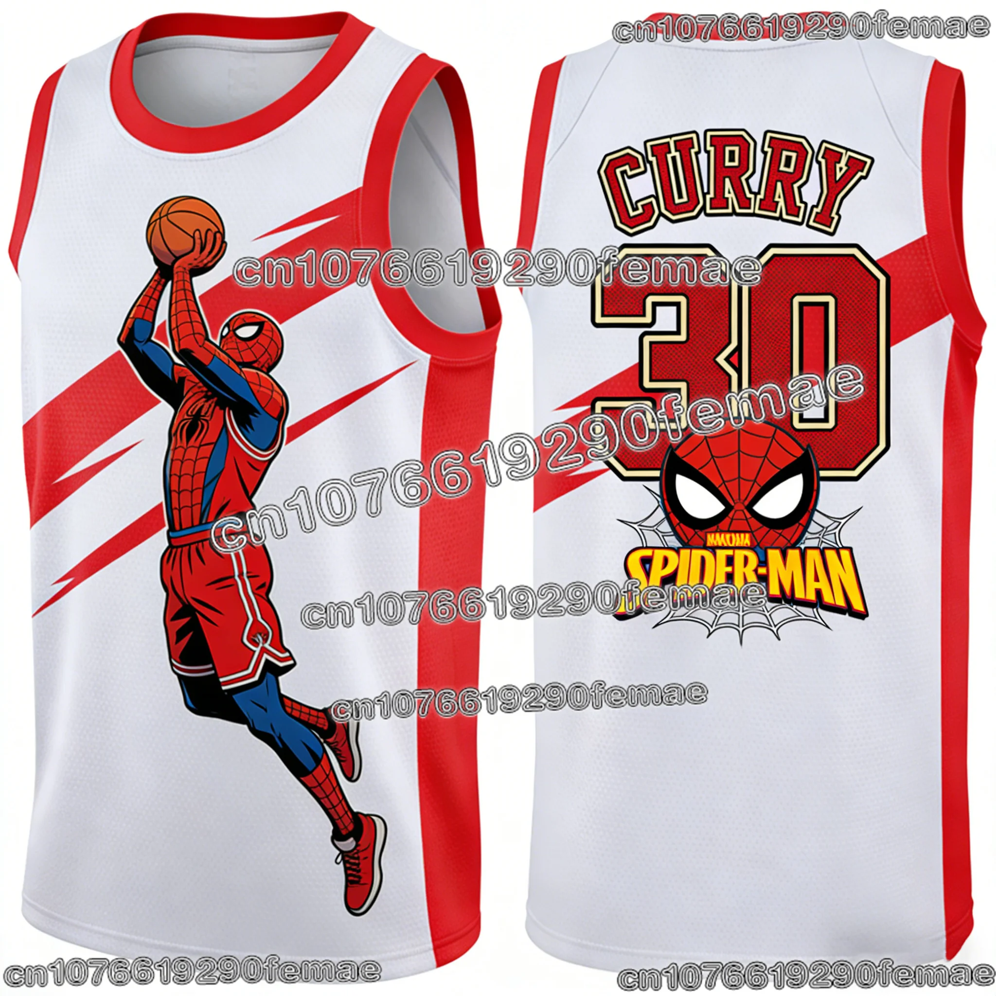 

Collectible Curry And Spider Man Collaboration Basketball Jersey For Adults High Quality Vest With Kids Cartoon Training Top