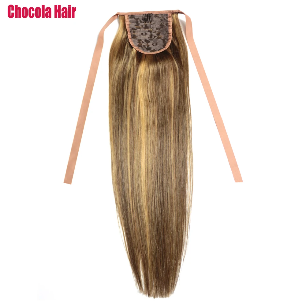 Chocola brasiliano Remy capelli umani nastro coda di cavallo Clip in 16 "-24" 100g estensioni dei capelli equiseto Stragiht