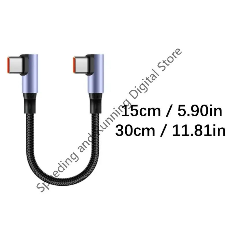 Cable corto de 90 grados USB tipo C a tipo C 6A Cable de carga rápida 15/30cm para Huawei Xiaomi Samsung para banco de energía Cable USB C