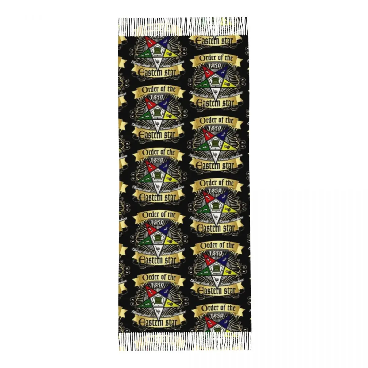 OES Style Order Of The Eastern Star Logo Sistar Freemason Scarf Tassel Scarves for Women Shawls and Wraps Large Shawl Wrap