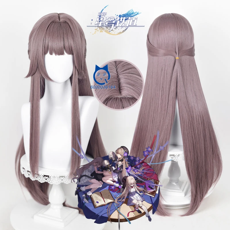 

Herta Cosplay Wig Anime Game Honkai Star Rail 88cm Long Grey Purple Wig Heat Resistant Synthetic Wigs for Party Comic Con Coser