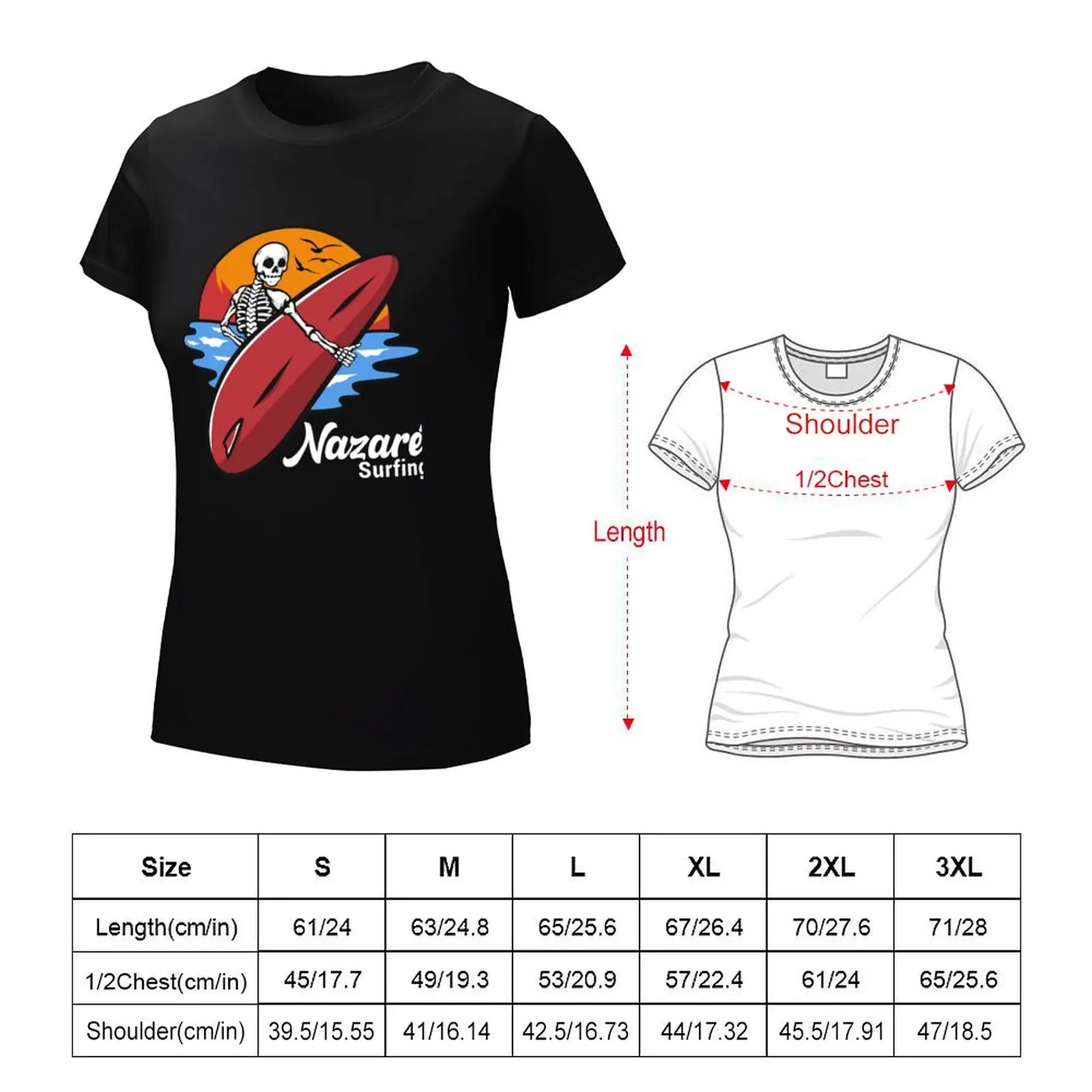 Nazare Surfing Portugal gift T-Shirt shirts graphic tees Short sleeve tee Woman clothing