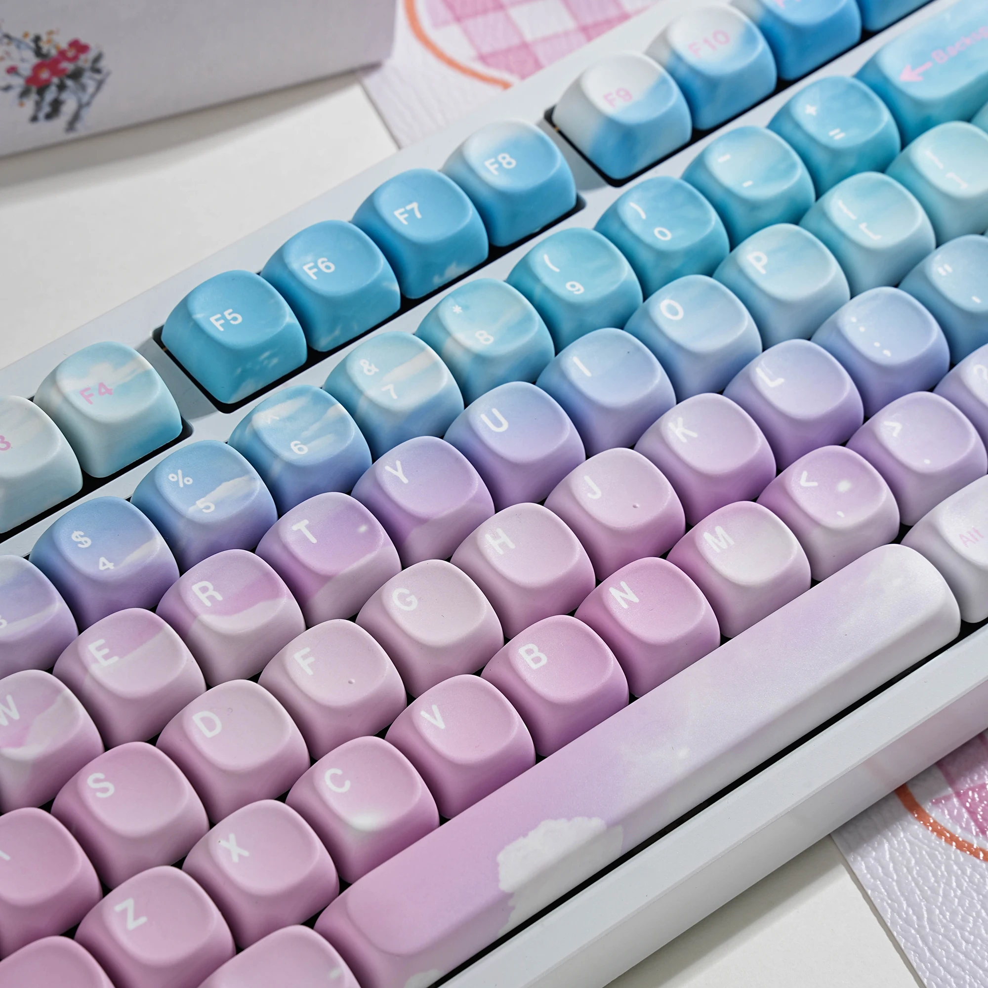 Klawisze Moa Profile PBT 7u Alice Split Space Keys Dye-Sub ISO Layout Koreański Niemiecki Hiszpański Brytyjski Francuski Brazylijski Dreamy Sky Keycaps — zdjęcie produktu 6