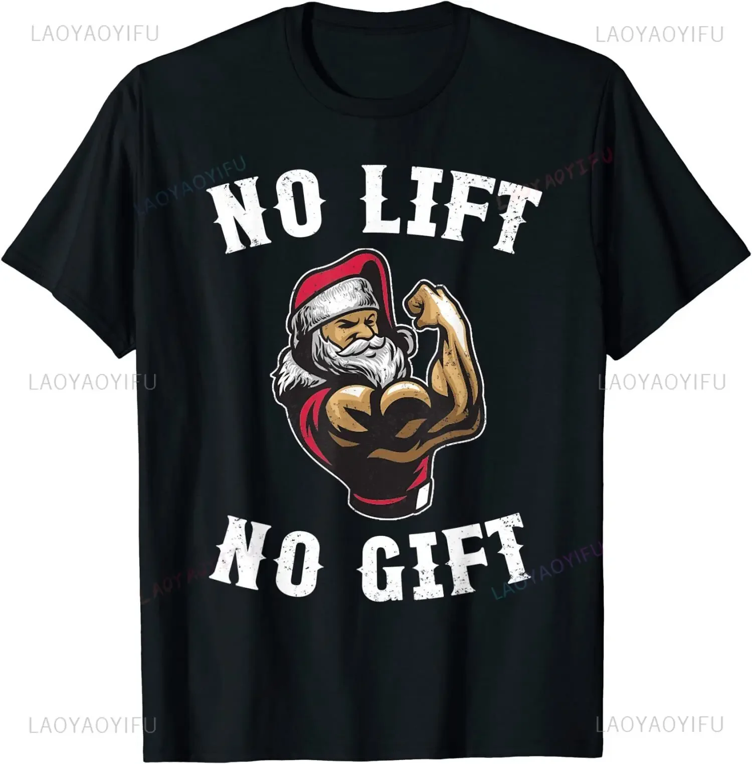 New Arrival Christmas Santa Gym No Lift No Gift Funny T-Shirt Casual Fahsion Loose Short Sleeve Man Tshirt Hipster Hip Hop Tees