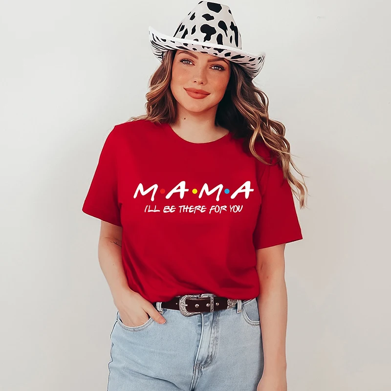 Koszulka damska z czystej bawełny na Dzień Matki, luźny krój, kreatywny nadruk, okrągły dekolt, letni top.