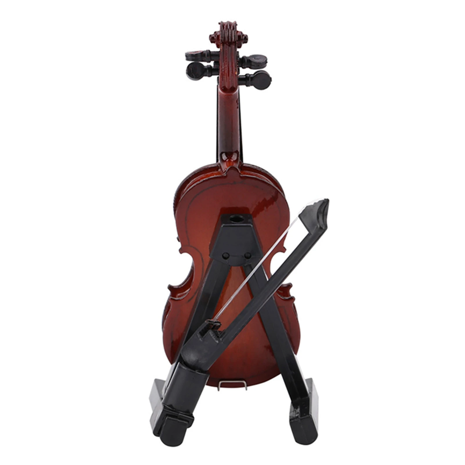 8cm Miniature Wooden Violin Model with Stand Case Mini Musical Instrument Decor Gift for Graduation Ceremony Birthday