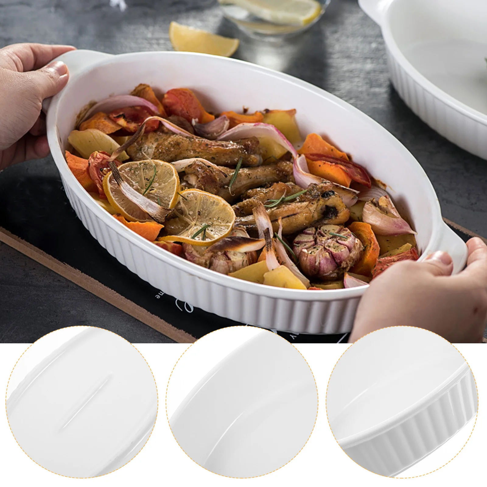 

Керамический противень с двойными ручками, пищевая антипригарная терка премиум-класса для духовки, микроволновой печи, можно мыть в посудомоечной машине, многоразового использования