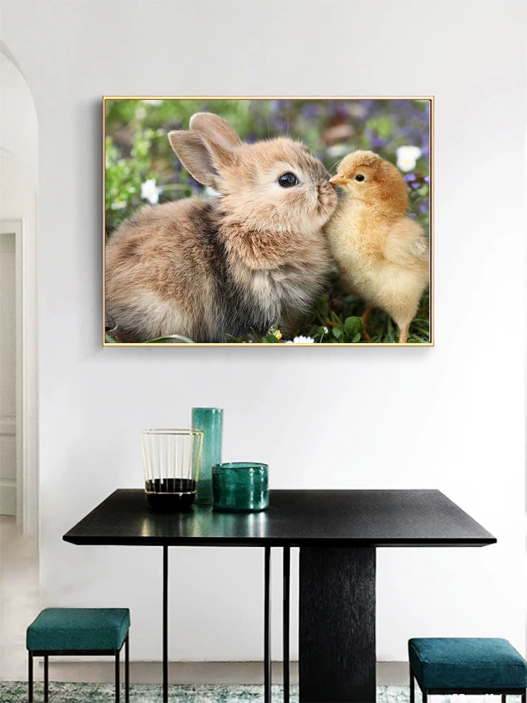 Animal 5D diamond painting Cute bunny chick raccoon Diamond Painting Inlaid Full Diamond Embroidery Painting Home Decoration