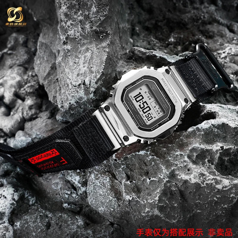 For Casio Small Square GMW-BZ5000 Series Modified Trendy Sports Nylon Canvas Watch Strap with Men's Waterproof Accessories