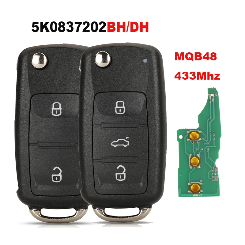 

Replacement MQB Remote Car Key For VW Caddy Transporter Beetle Jetta Sharan Scirocco Polo Tiguan 5K0837202BH / 5K0837202DH
