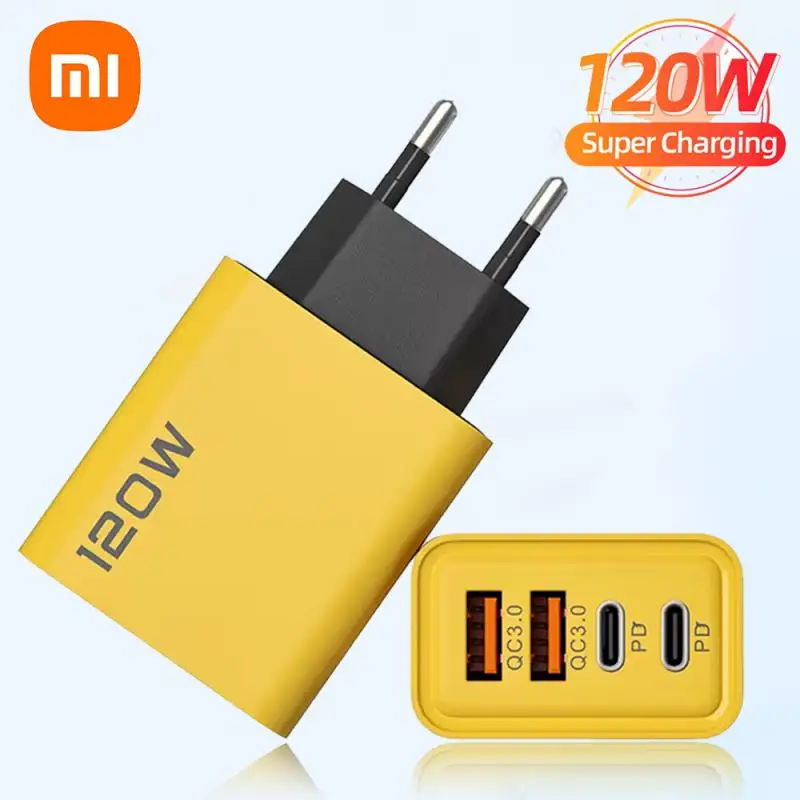 Xiaomi 120W USB Fast Charger Type C PD Quick Charge Phone Charger Adapter For iPhone 15 14 13 Samsung 4 Ports USB C Wall Charger