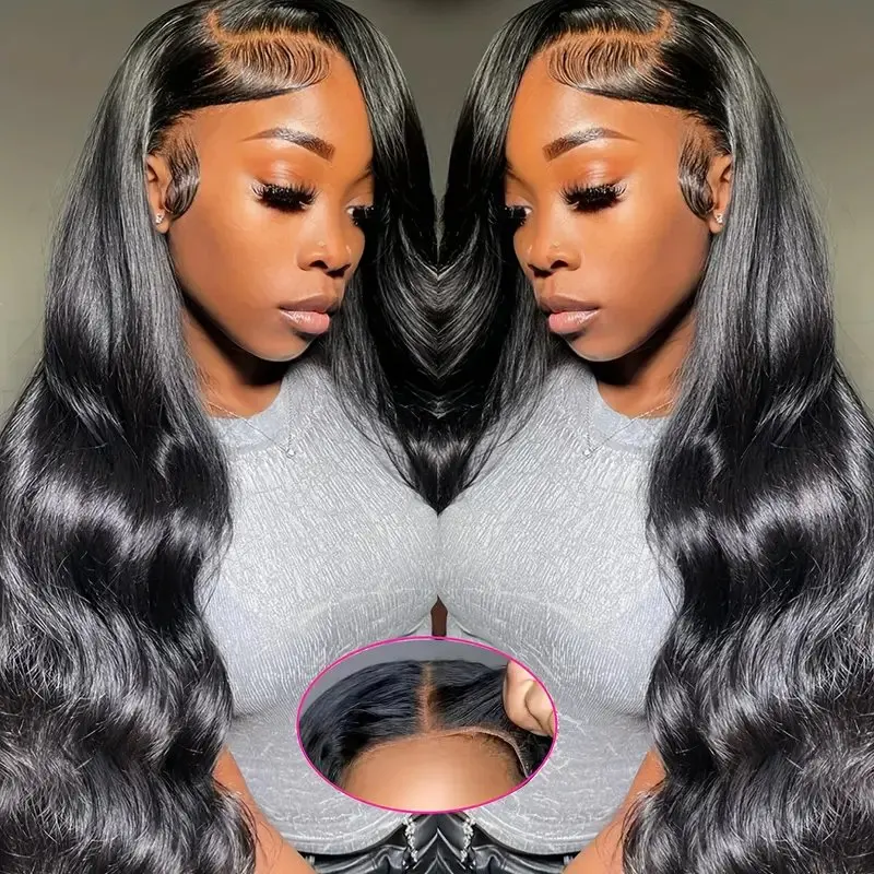 Rosabeauty HD Body Wave Nature Color 13X6 Transparent Lace Frontal Wig 13X4 Front Human Hair Glueless Wig 250% Density