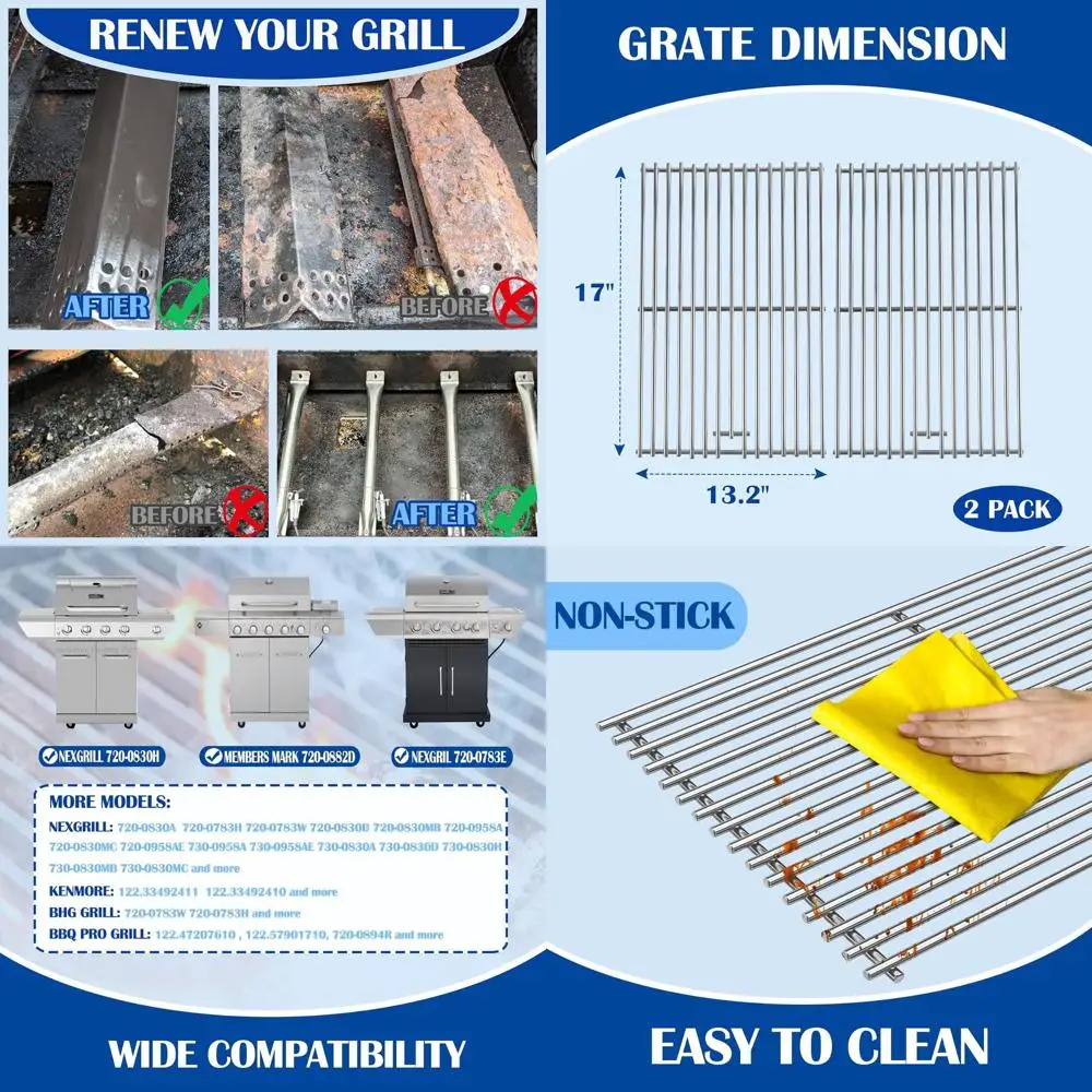 

4 Burner Gas Grill Replacement Parts Kit - Compatible with 720-0830A, 720-0830H, 720-0783E, 720-0783C, 720-0830D, 122.33492410,