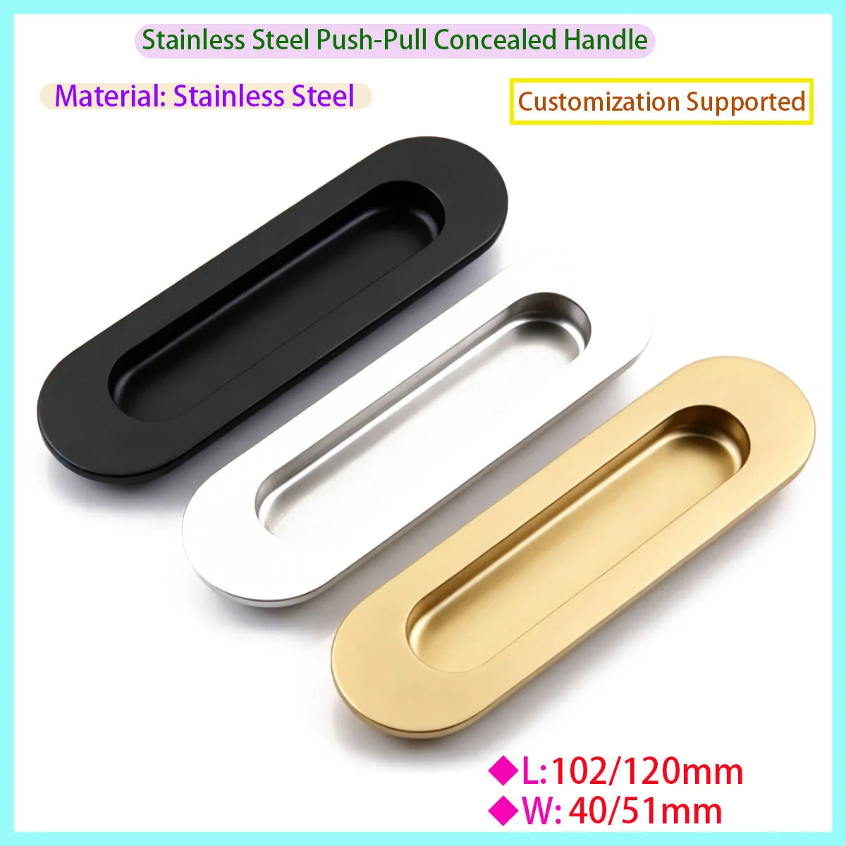 

Stainless Steel Concealed Handle Sliding Door Embedded Invisible Cabinet Door Drawer Fastener Door Handle