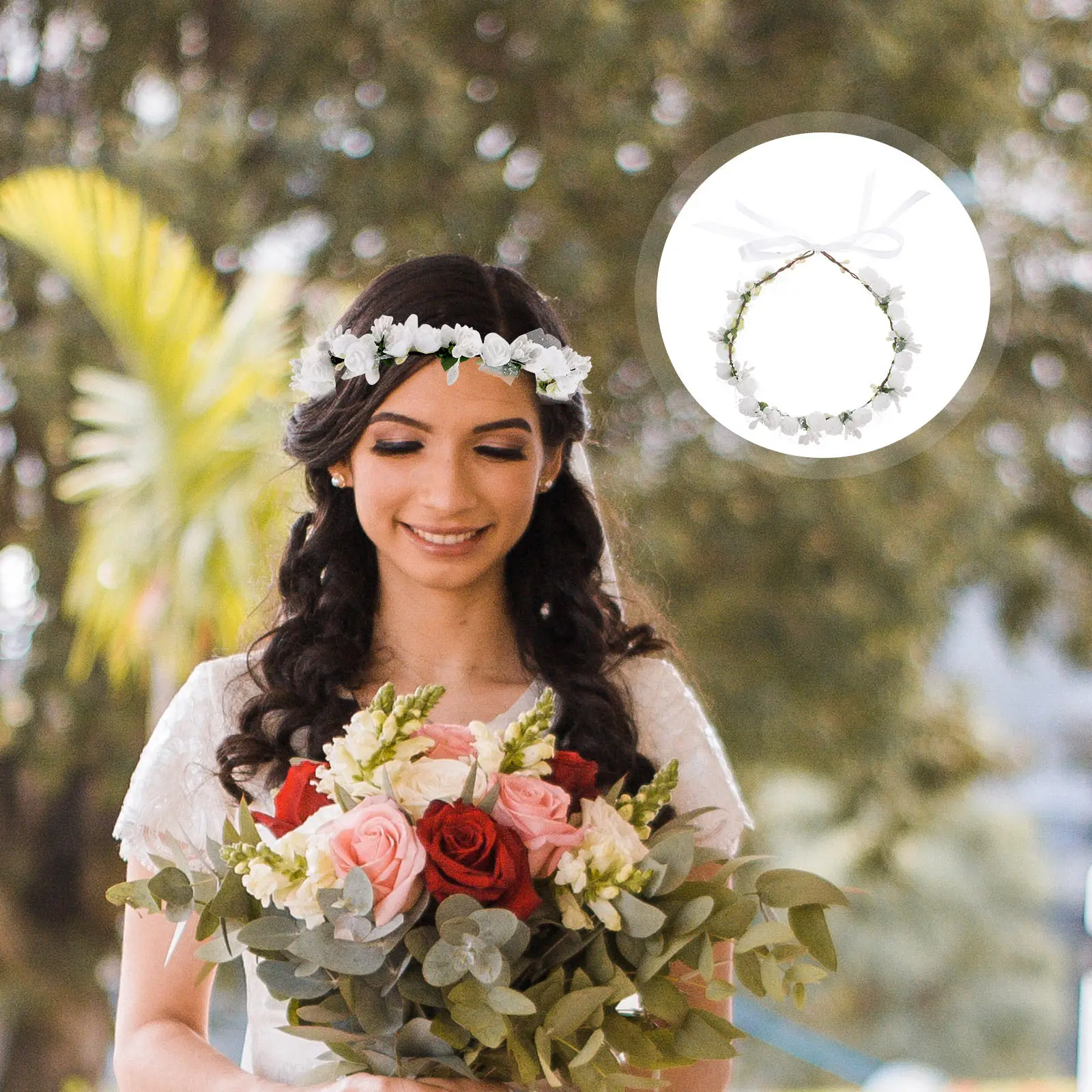 Floral Headband Elegant Flower Crown Bridal Hair Accessory Wedding Photoshoot Beach Photography Bridesmaids Headpiece