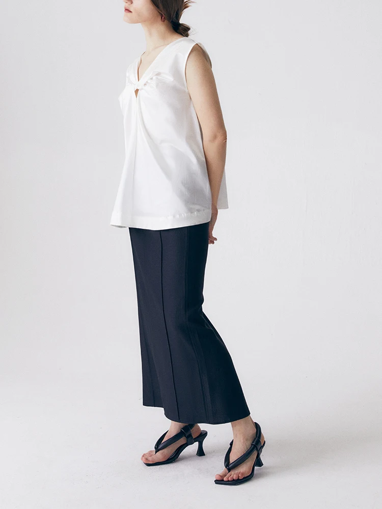 

Spring Summer 2024 Trendy Woolen Slim Fit Pencil Skirt hine Waable Commute Sle mid Waist mid Length H-ape Skirt