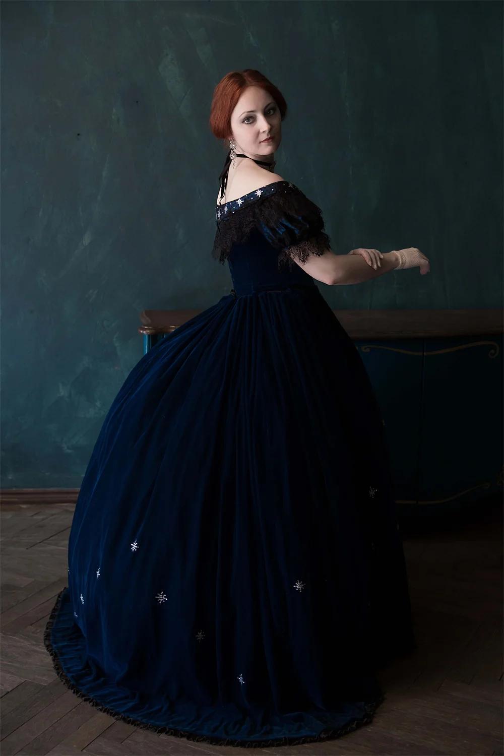 1860s Velvet Empress Sissi Princess Costume Star Dress Victorian Civil War Southern Belle Dress Scarlett Costume Ball Gown