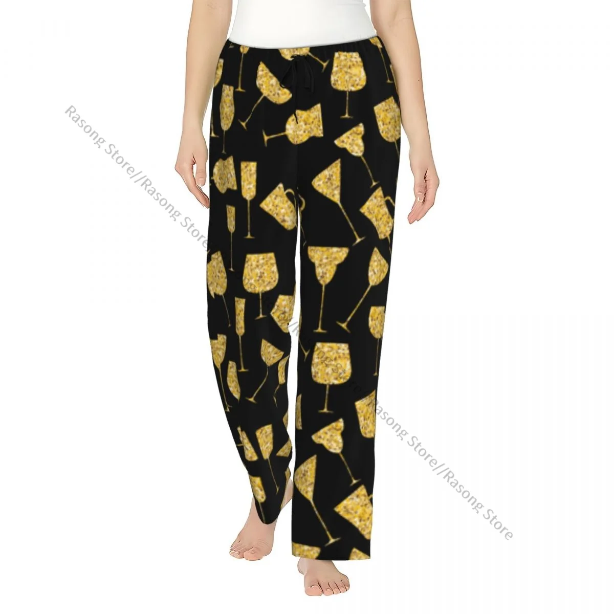 

Women Lounge Pants Soft Martini Glass Pattern Pajama Pants Sleepwear