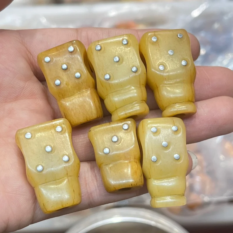 Old cracks, bone three-way connector, hand-held clasp, dice material, Buddha with cloud on back, si