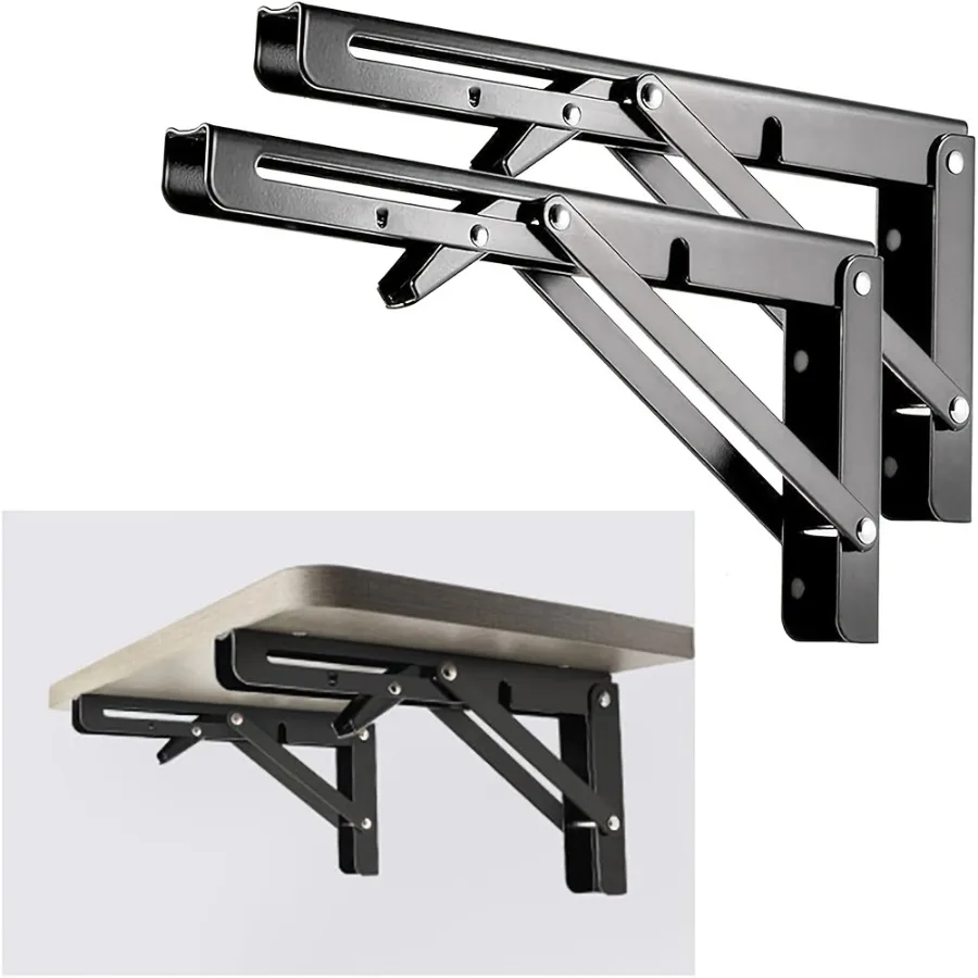 2Pcs Folding Storage Rack Adjustable Angle 90° Decor Table Industrial Wall Mount Bracket No.8 Home Furniture Hardware