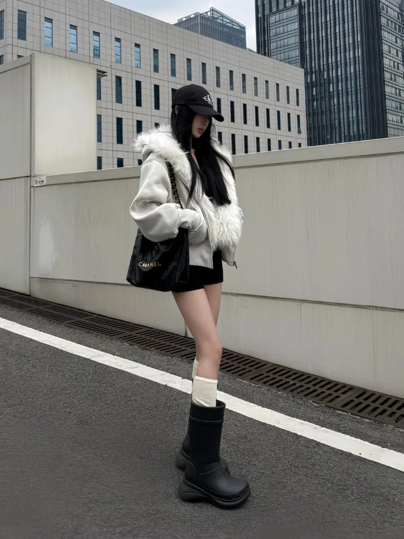 New Women's Fleece Jacket Y2K Aesthetic Hoodies with Zipper Fur Hooded Coat Winter Clothes Ladies Furry Outerwear Korean Style - view 5